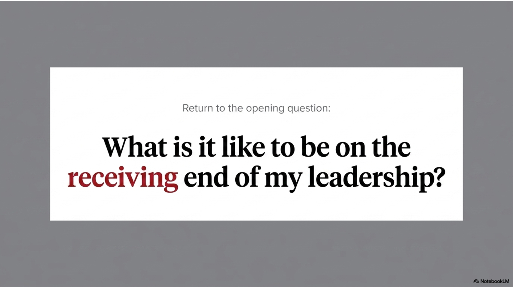 Return to the opening question